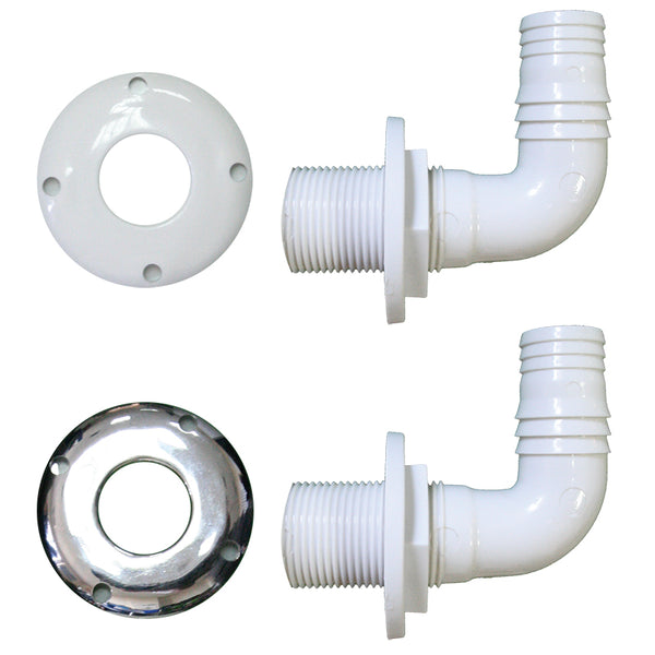 Thru-hull 90 degree with hose barb