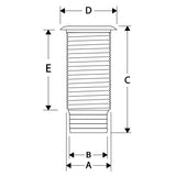 Thru-hull with hose barb - compact stainless flange