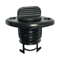 Oval drain socket with captive plug