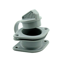 Transom drain with non-return valve and plug