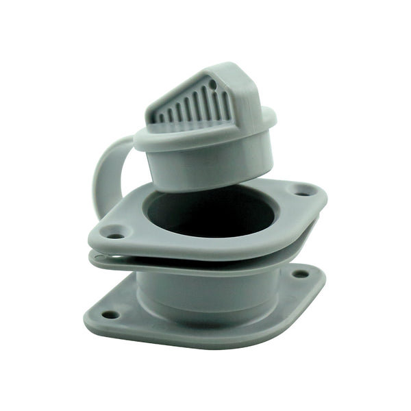 Transom drain with non-return valve and plug