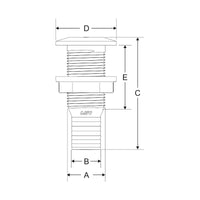 Thru-hull with hose barb - compact flange
