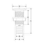 Thru-hull with hose barb - compact flange