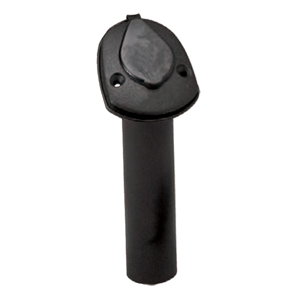 Recessed fishing rod holder with cap - black